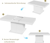 thumbnail of Ausziehbarer Esstisch Weiß 180x80x76 cm mit Stauraum, automatischer Teleskopauszug, rechteckig, Spanplatte Metall, platzsparend
