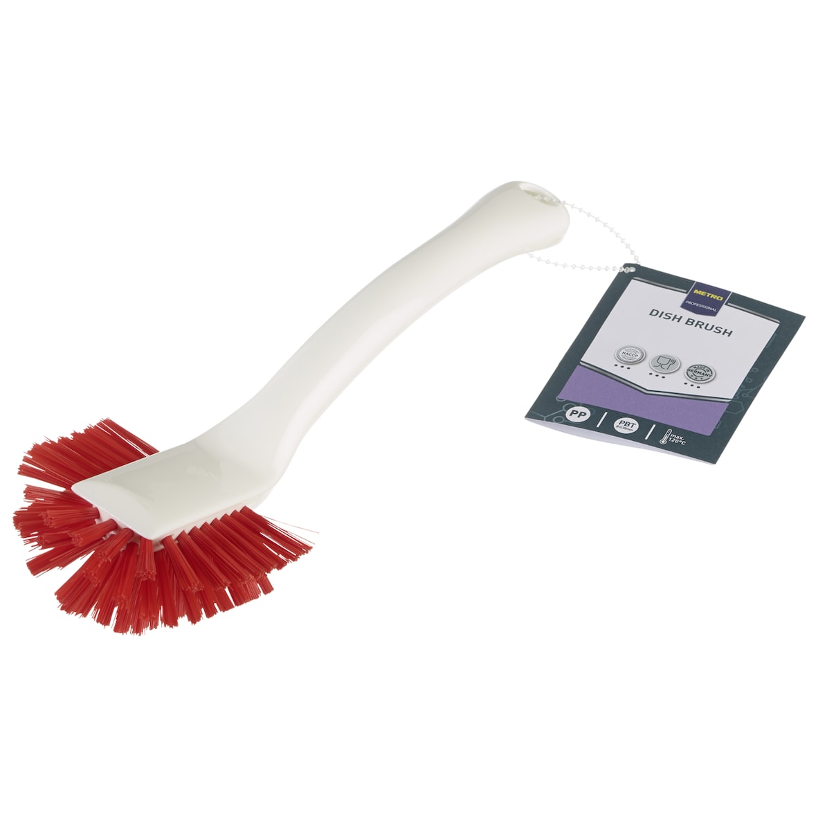 METRO Professional HACCP Spülbürste, Polypropylen, 7 cm x 4 cm x 26 cm, Weiß/Rot