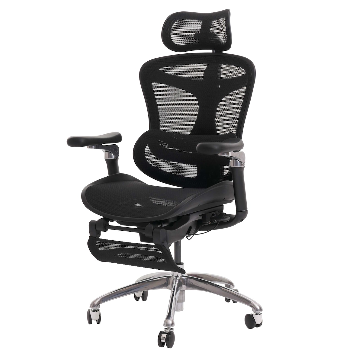 SIHOO Bürostuhl, Schreibtischstuhl Drehstuhl, ergonomisch, Lordosenstütze Fußstütze 6D-verstellbare Armlehnen schwarz