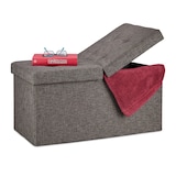 thumbnail of Relaxdays Sitzbank, mit Stauraum, faltbar, gepolstert, klappbarer Deckel, Flur, Wohn- & Schlafzimmer, Truhenbank, braun