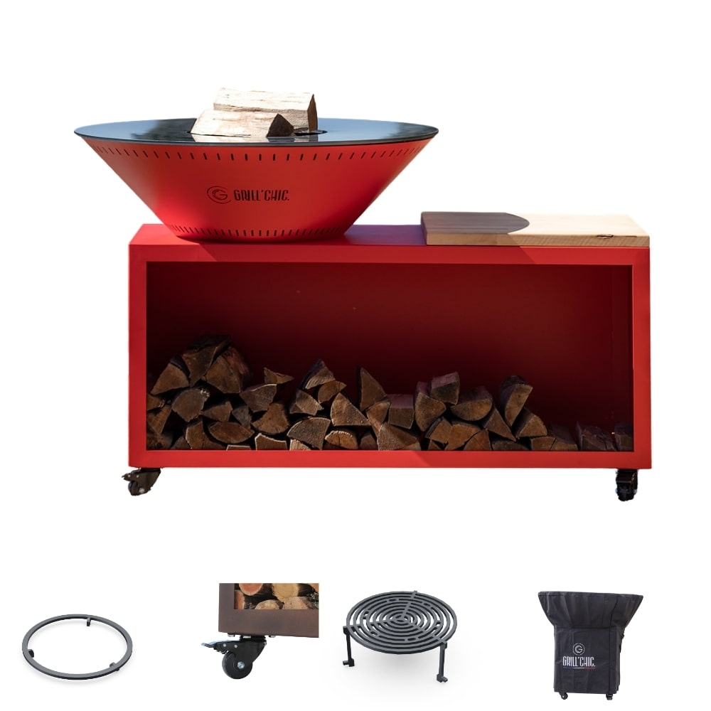 Pack Privilège Brasero de acero tradicional 103 Rojo Doble cazoleta
