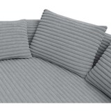 thumbnail of Sofa-Garnitur HWC-P19, 3-Sitzer Couch Loungesofa, Stoff/Textil Cord (370 g/m²) Liegefläche rechts ~ hellgrau