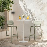 thumbnail of Conjunto 2 bancos altos empilháveis de exterior em polipropileno verde com pés antiderrapantes h76,5cm,bar, jardim, terraço, restaurante Dora XL/verde