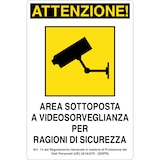 thumbnail of cartello alluminio 200x300 mm area sottoposta a videosorveglianza per ragioni di sicurezza (aggiornato gdpr (ue) 2016/679)