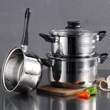 thumbnail of San Ignacio - Batería de cocina 16/18/20cm Acero Inoxidable con Set de Sartenes Optimum Plus 18/22/26cn en aluminio prensado aptas para inducción