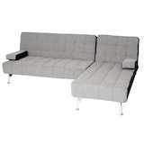 thumbnail of Schlafsofa HWC-K22, Couch Ecksofa Sofa, Liegefläche links/rechts Schlaffunktion 236cm ~ Stoff/Textil hellgrau, schwarz