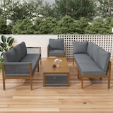 thumbnail of Merax tuinset loungeset voor 7-8 personen, tuinmeubelset met bank, tafel, hocker en kussens, naturel en grijs