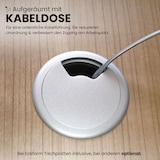 thumbnail of bümö Schreibtisch groß, B-Serie 200x100 cm, Tischplatte aus Holz in weiß, Gestell aus Metall in Silber - PC Tisch, großer Computertisch für's Büro,