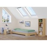 thumbnail of Extra niedriges kurzes Kinderbett in kompakter Form 80x190 Massivholz Kiefer 60.41-08-190oR