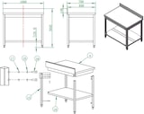 thumbnail of Mesa de trabajo con estante y peto acero inoxidable EASYLINE 850 x 1000 x 700mm 10053 Vaiotec