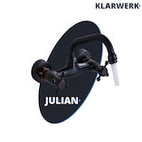 thumbnail of JULIAN | Retro Mischbatterie Wandmontage Armatur Schwarz | Küche Bad Vintage Wasserhahn Wand altmodisch Edelstahl - Gastronomie 360° drehbar