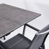 thumbnail of Conjunto de mesas e cadeiras de exterior almofadadas, mesa extensível de 150 a 250 cm, alumínio e vidro, cor antracite