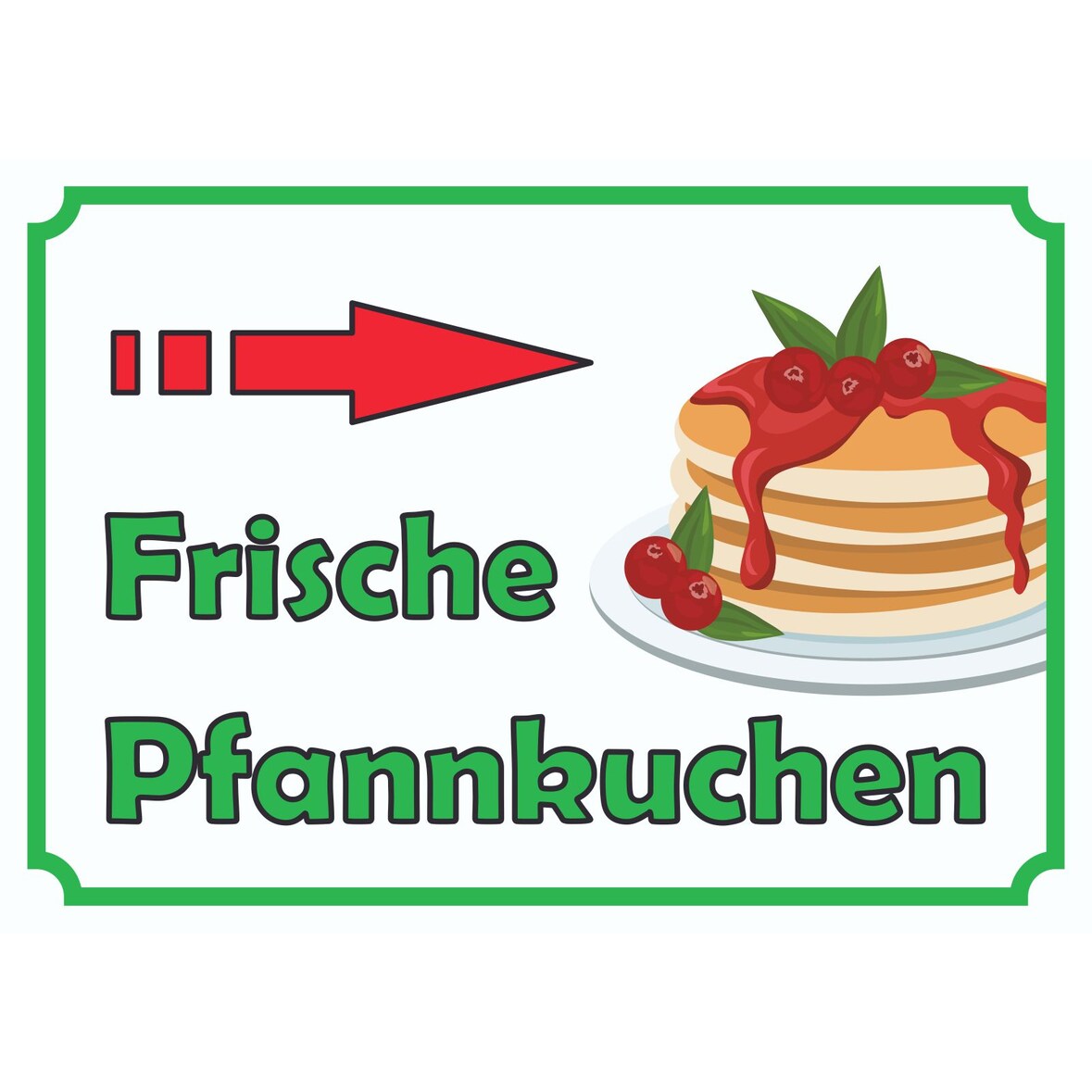 Frische Pfannkuchen Schild mit Pfeil rechts A3 Rückseite selbstklebend