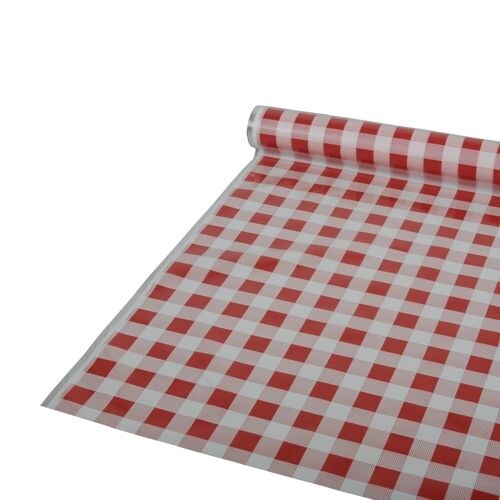 6 Rollen Tischdecke aus Folie rot weiss kariert 50 m x 80 cm `Karo`