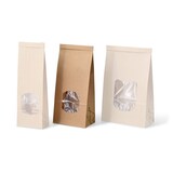 thumbnail of BIOZOYG 400 Stück Kraftpapier-Beutel braun 11,5 x 7,2 x 24,6 cm, Größe M Blockbodenbeutel, Krafttüten, mit Fenster, mit umweltfreundlichem Verschluss