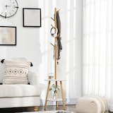 thumbnail of HOMCOM 2 en 1 Perchero de Pie de Bambú con 2 Estantes 5 Ganchos 39,5x39,5x171 cm