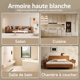 thumbnail of Badezimmer Hochschrank 58x29x160 cm mit Stauraum Türen und Glastür, verstellbaren Einlegeböden, voll lackiert, Weiß