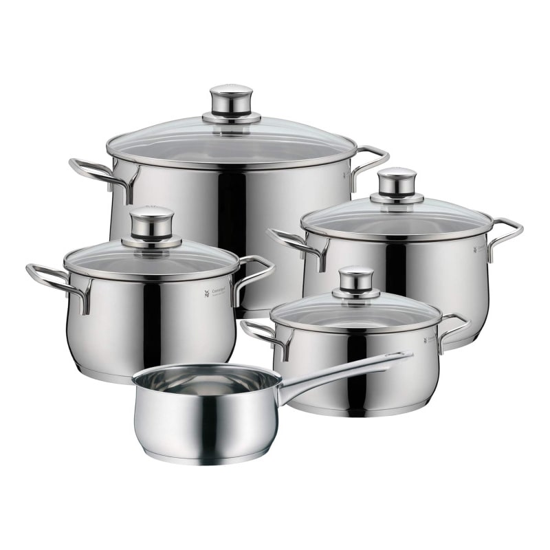 Wmf diadem plus set pentole 5 pezzi + 4 coperchi in vetro adatte ad induzione