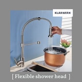 thumbnail of Bernd | Gastronomie Silber gebürstet  Armatur mit Feder | Edelstahl Wasserhahn Küche Boiler | Mischbatterie 360° drehbar | Niederdruck 3 Anschlüsse