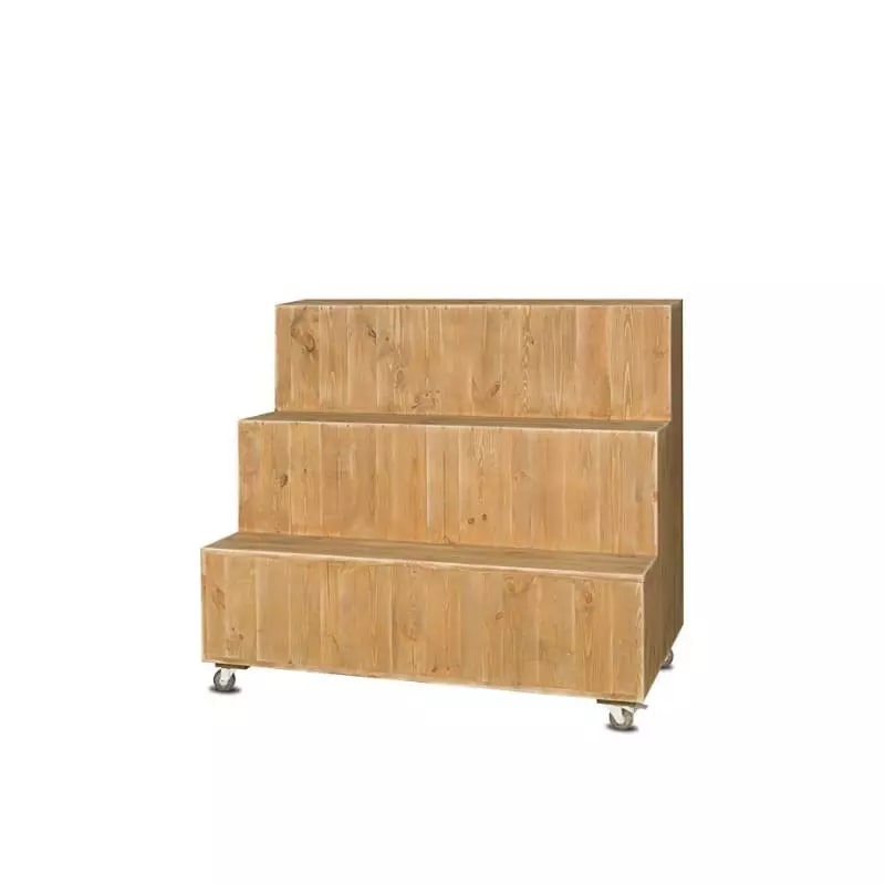 TRADIS Présentoir fleuriste à roulettes, 3 niveaux, bois massif
