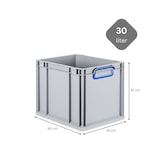 thumbnail of PROREGAL 4x Eurobox NextGen Color | HxBxT 22x30x40cm | 30 Liter | Griffe blau geschlossen | Glatter Boden | Eurobehälter