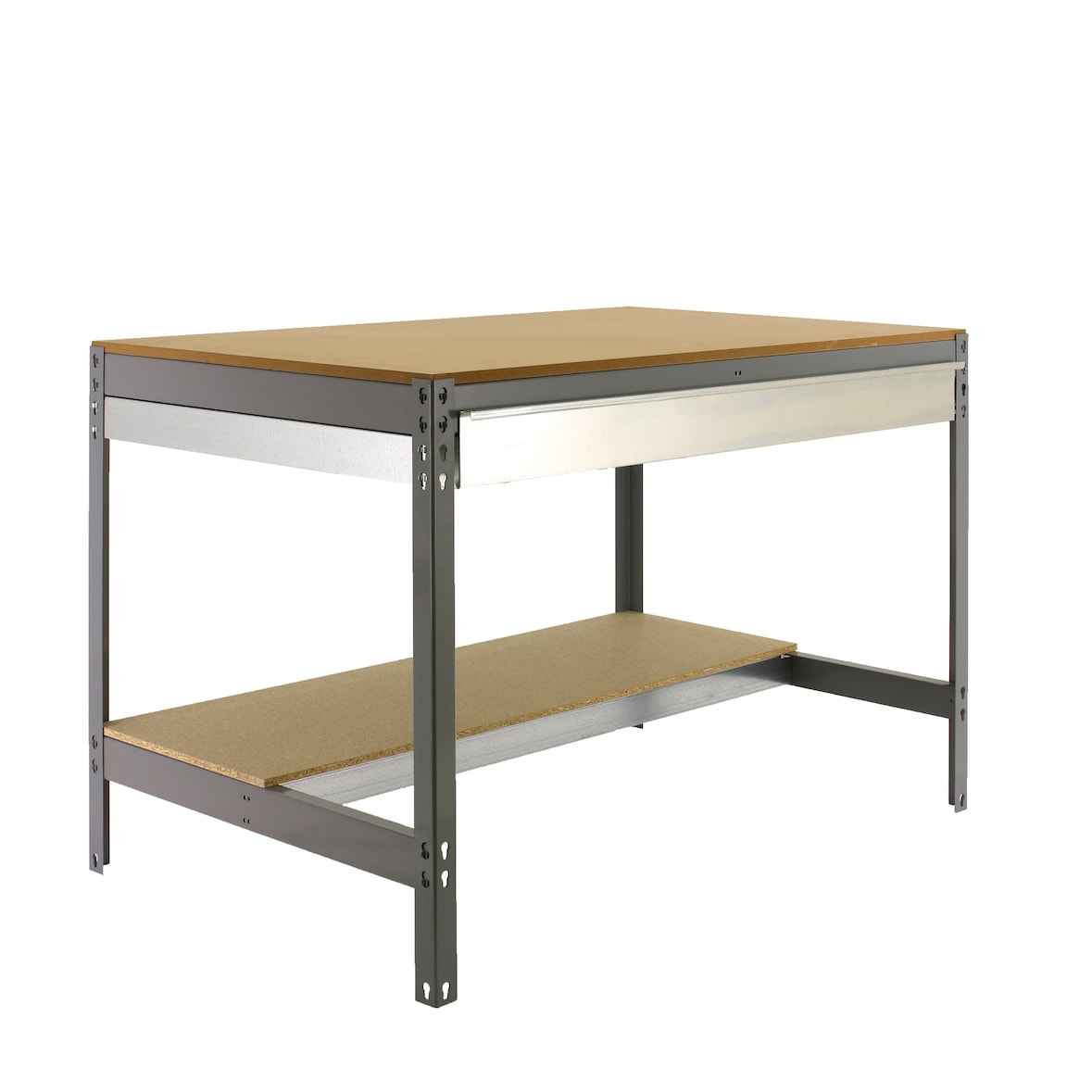 SimonRack Mesa de trabalho para oficina, 1210x760 mm, Capacidade de carga 600 kg, Inclui gaveta, Cinzento - BT-0