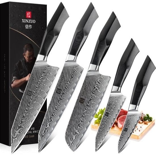 XinZuo - Damascus messenset 5-delig - B32 Feng series