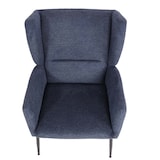 thumbnail of Lounge-Sessel mit Ottomane HWC-L62, Sessel Polstersessel Cocktailsessel Hocker, Stoff/Textil ~ blau
