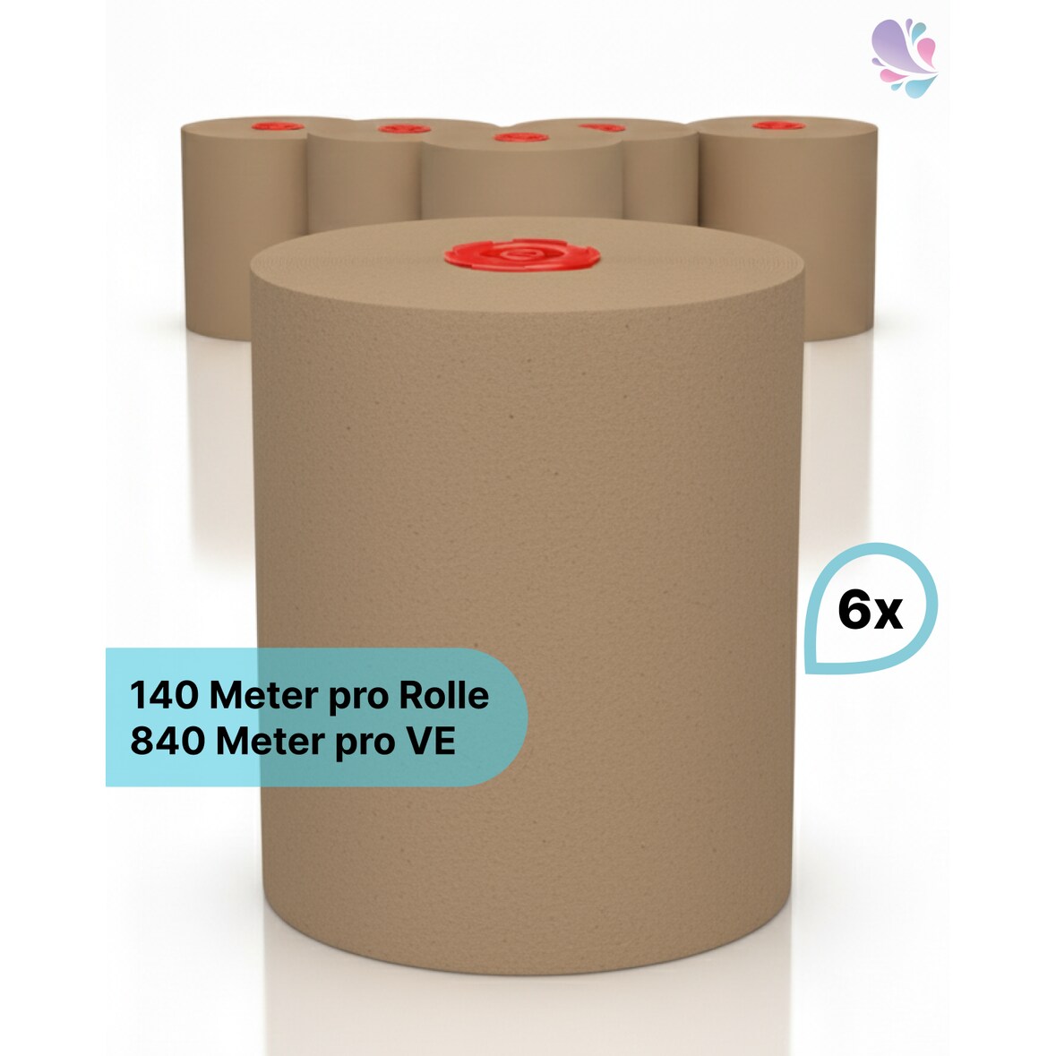 Handtuchrollen "ECO-Natural" 6 Rollen je SET, 2-lagig, 140m je Rolle, 100% FSC/Recycling, für Blanc Cosmos Handtuchspender : Verpackungseinheiten - 1