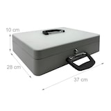 thumbnail of Relaxdays Geldkassette abschließbar, Münzgeldeinsatz, Scheinfach, Barkasse mit Griff, HxBxT: 10x37x28 cm, Eisen, weiß