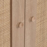 thumbnail of Highboard HWC-M38, Kommode Schrank Sideboard, Staufächer, Kubu Rattan Holz 106x80x41cm ~ Eiche-Optik