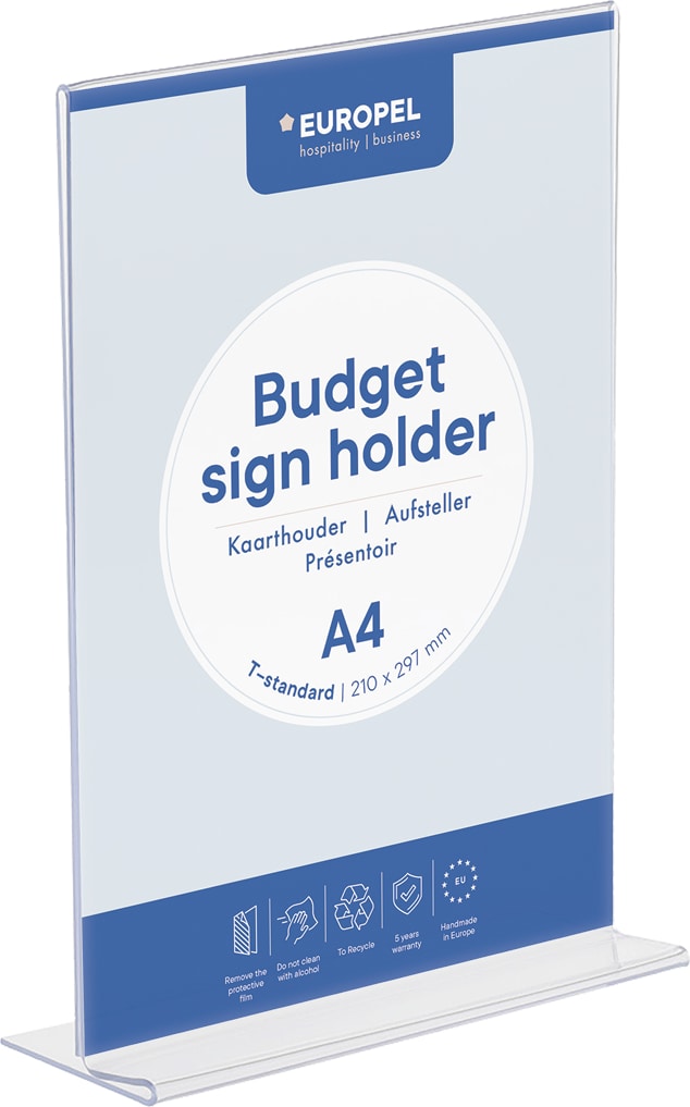Europel Tischaufsteller Budget T-Ständer DIN A4 1,5 mm Hochformat Acryl - 10 Stück
