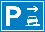 thumbnail of Gehweg Parkplatz mit Richtungspfeil rechts Schild waagerecht A1 (594x841mm)