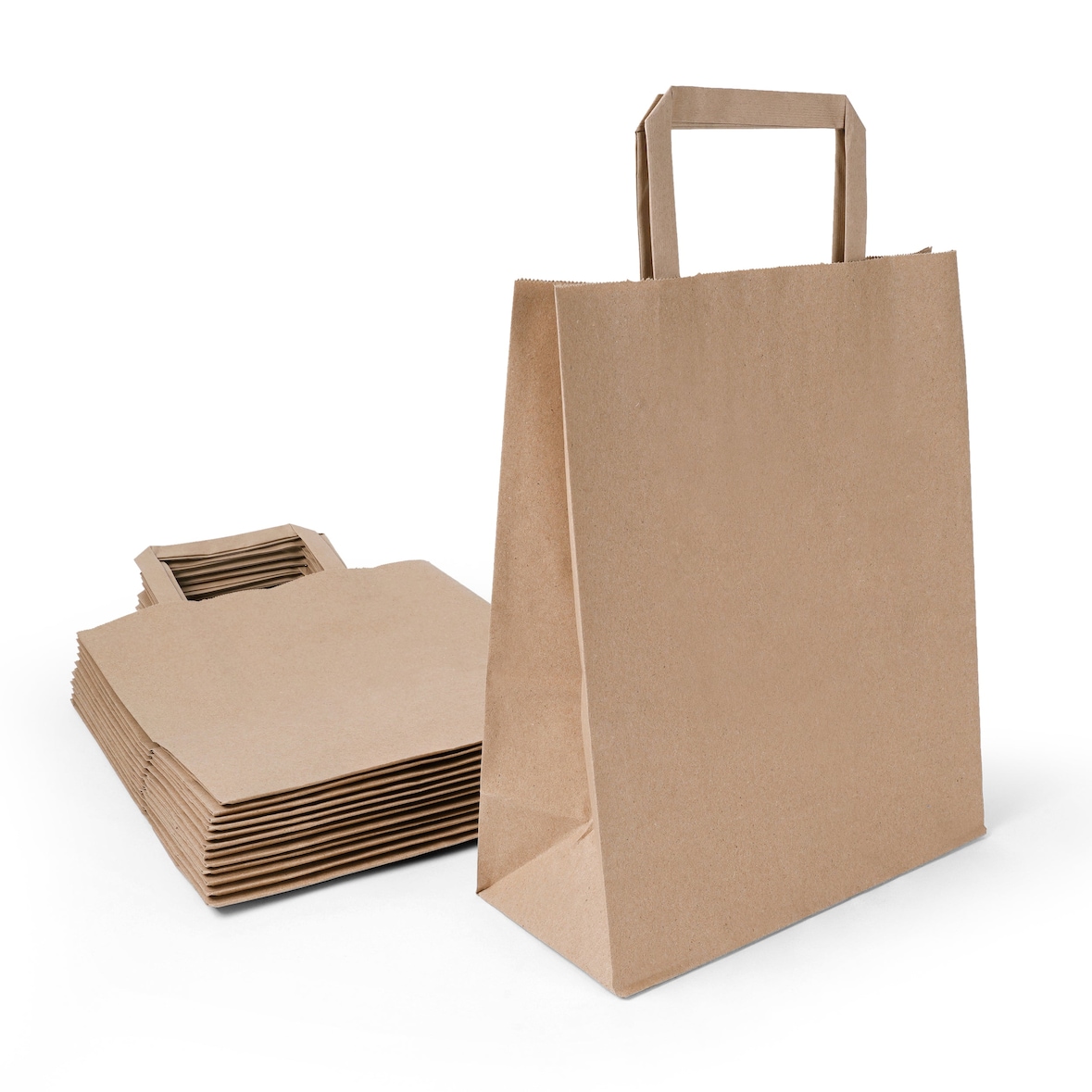 Inoverse 250 stk Papiertüten mit Henkel, 18+08x22 Papiertragetaschen, Braun Geschenktüten, Papiertaschen