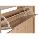 thumbnail of Rattan-Schuhkipper HWC-M37, Schuhregal Schuhschrank, 3 Kippfächer 2 Regalböden 127x120x24cm Holz Melamin ~ Eiche-Optik