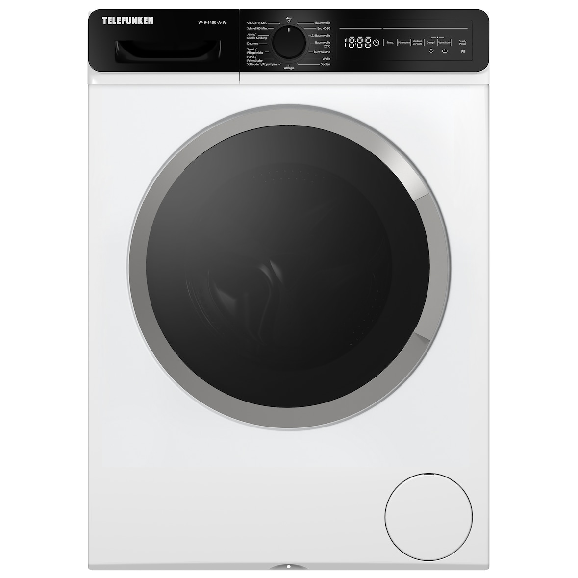 Telefunken Waschmaschine 9kg | 1400 U/Min. | Dampffunktion | Inverter Motor | AquaStop | 15 Programme | W-9-1400-A-W