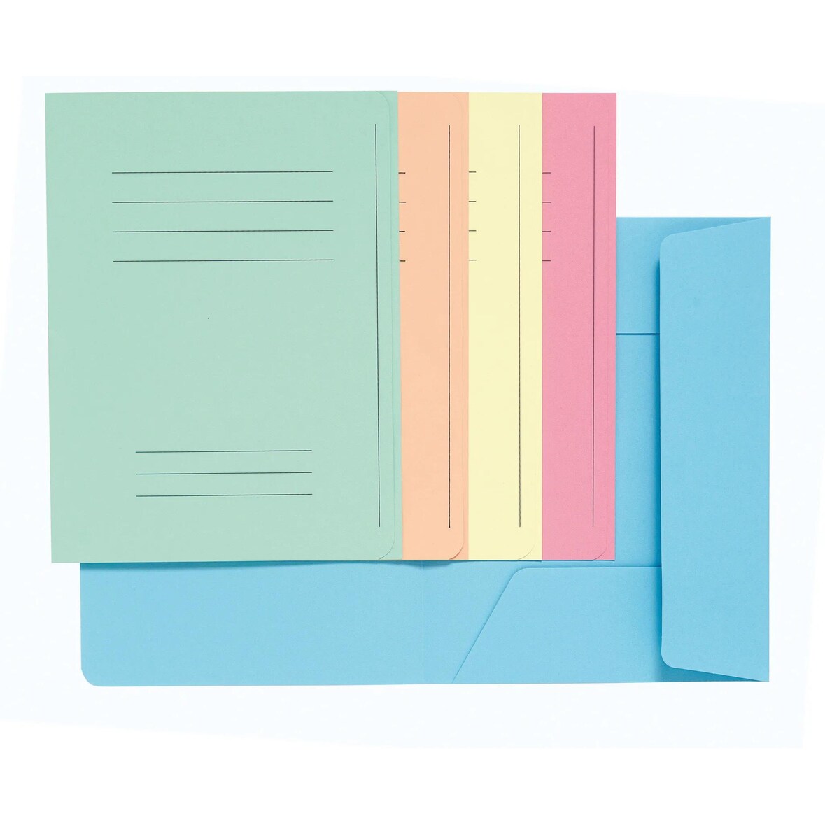 Exacompta - Réf. 235000E - Paquet de 50 chemises rigides imprimées avec 3 rabats SUPER 210 g/m² - dim 24x32cm pour format A4 - 5 couleurs