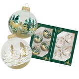thumbnail of Kristall 7cm Glaskugelset Banddekor Winterwald und Elche 2-fach