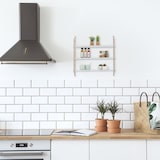 thumbnail of Relaxdays Wandregal, HxBxT: 60 x 60 x 15 cm, Schweberegal mit 3 Ablagen, MDF & Eisen, Hängeregal Wohnzimmer, weiß/gold