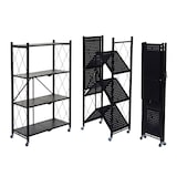 thumbnail of Étagère HWC-J85, Étagère sur pied Étagère de salon, pliable/repliable Acier ~ noir, 4 niveaux