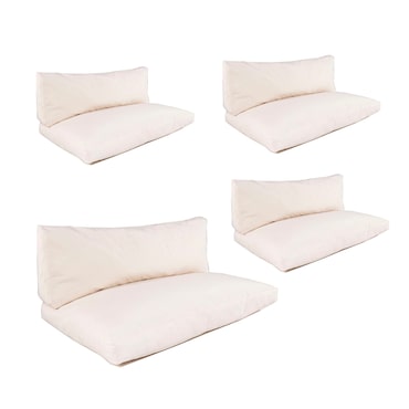 Pack 4 cojines Asiento y respaldo palet para jardín, Desenfundable, Poliéster 180 gr, Color Beige, 120x80x16