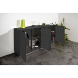 thumbnail of Dmora Kommode Virgilio, Küchen-Sideboard mit 4 Türen, Wohnzimmer-Buffet, 100% Made in Italy, cm 180x41h86, Anthrazit glänzend