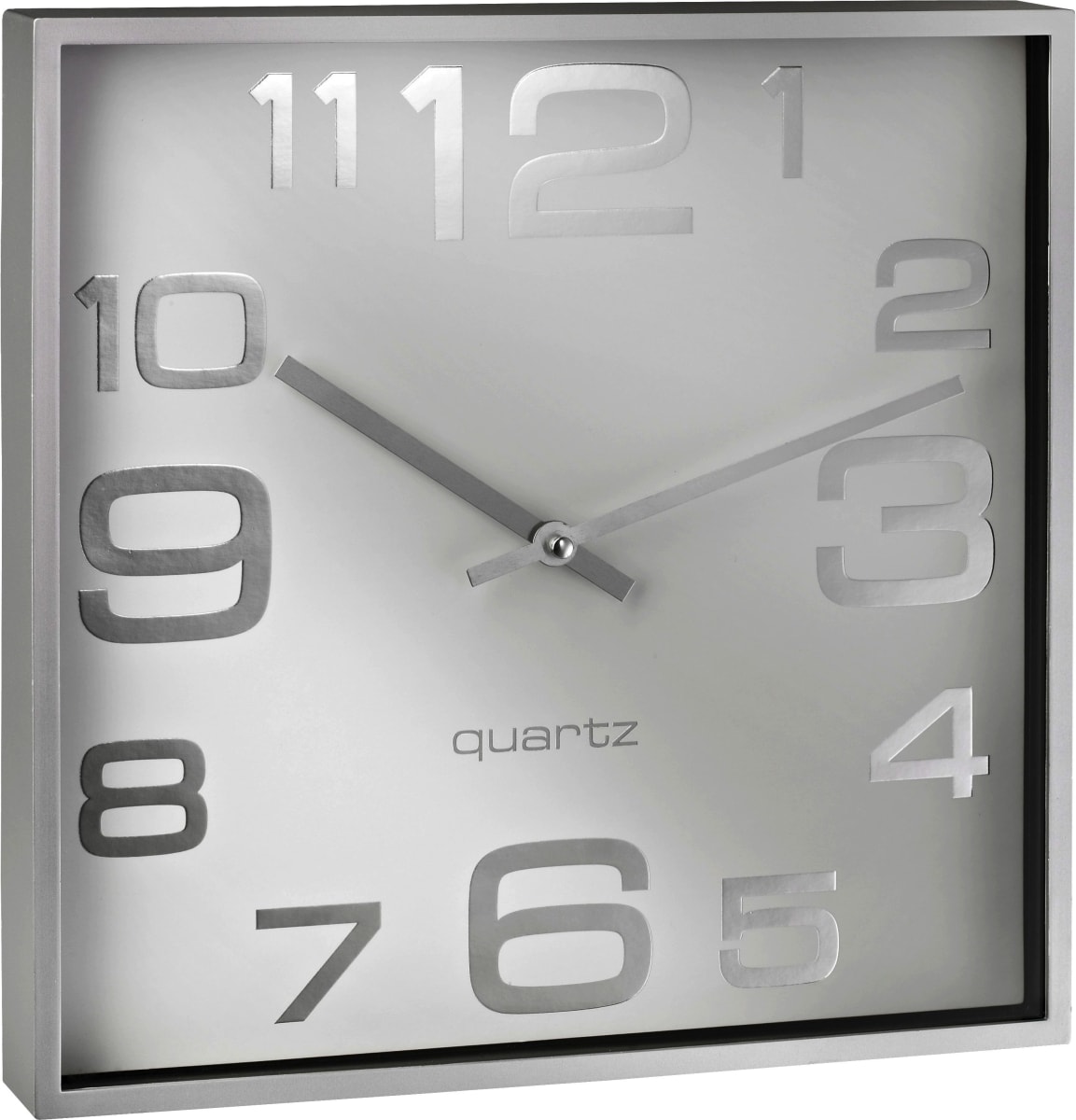 Wanduhr quadartisch Kunststoff 28,3x28,3cm silber/weiß