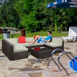thumbnail of Outsunny Conjunto Muebles de Jardín Ratán 7 Piezas Set de Sofás con Mesita Almohada Cojín