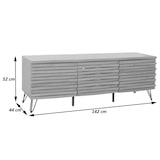 thumbnail of Porta TV HWC-M49, mobile televisione, moderno design 3D, legno massiccio di mango, metallo 52x142x44cm ~ color noce