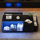 thumbnail of Couchtisch 100x50x35 cm Hochglanz Glasplatte LED-Schubladen Stauraum Ablage Wohnzimmer Tisch modern Design schwarz