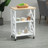 thumbnail of Carro de Cocina Plegable Carrito de Servicio con Ruedas con Estantes de 2 Niveles 60x40x84 cm
