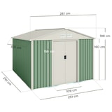 thumbnail of Gartenhaus Metall 7,86 m2 Gälliv - 261x301x198 cm - Grün und Weiß - Doppelschiebetür - Geräteschuppen