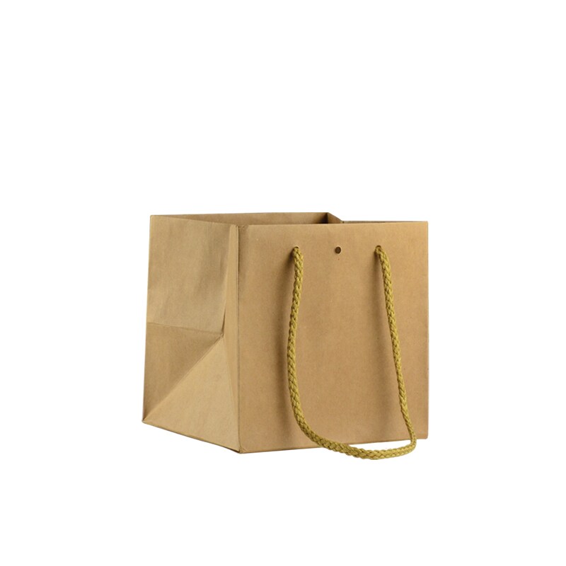 Saco de luxo entregador Cube kraft castanho cube com pegas de cordão 18+17,5x18 por 100 - Gimex
