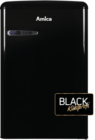 Amica KS 15614 S, Retro koelkast met vriesvak, 88 cm, zwarte olijven